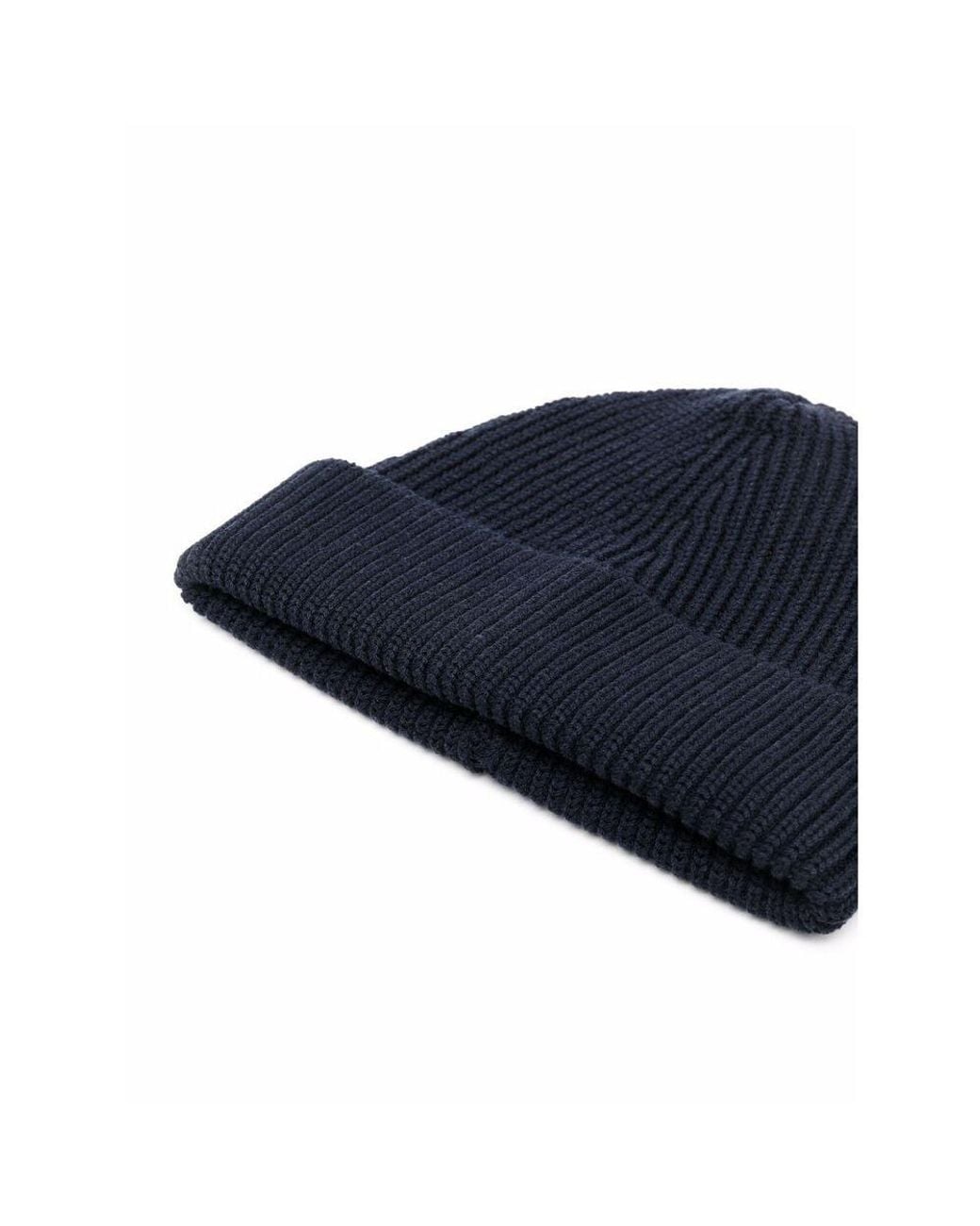 Maison Margiela Blue Four-Stitches Knit Beanie for men