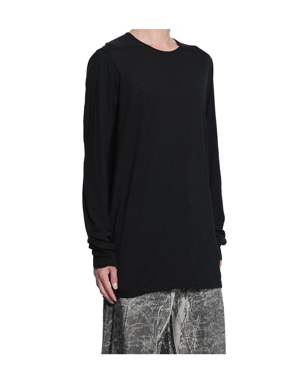 Rick Owens Black Long Sleeved Crewneck T-Shirt for men