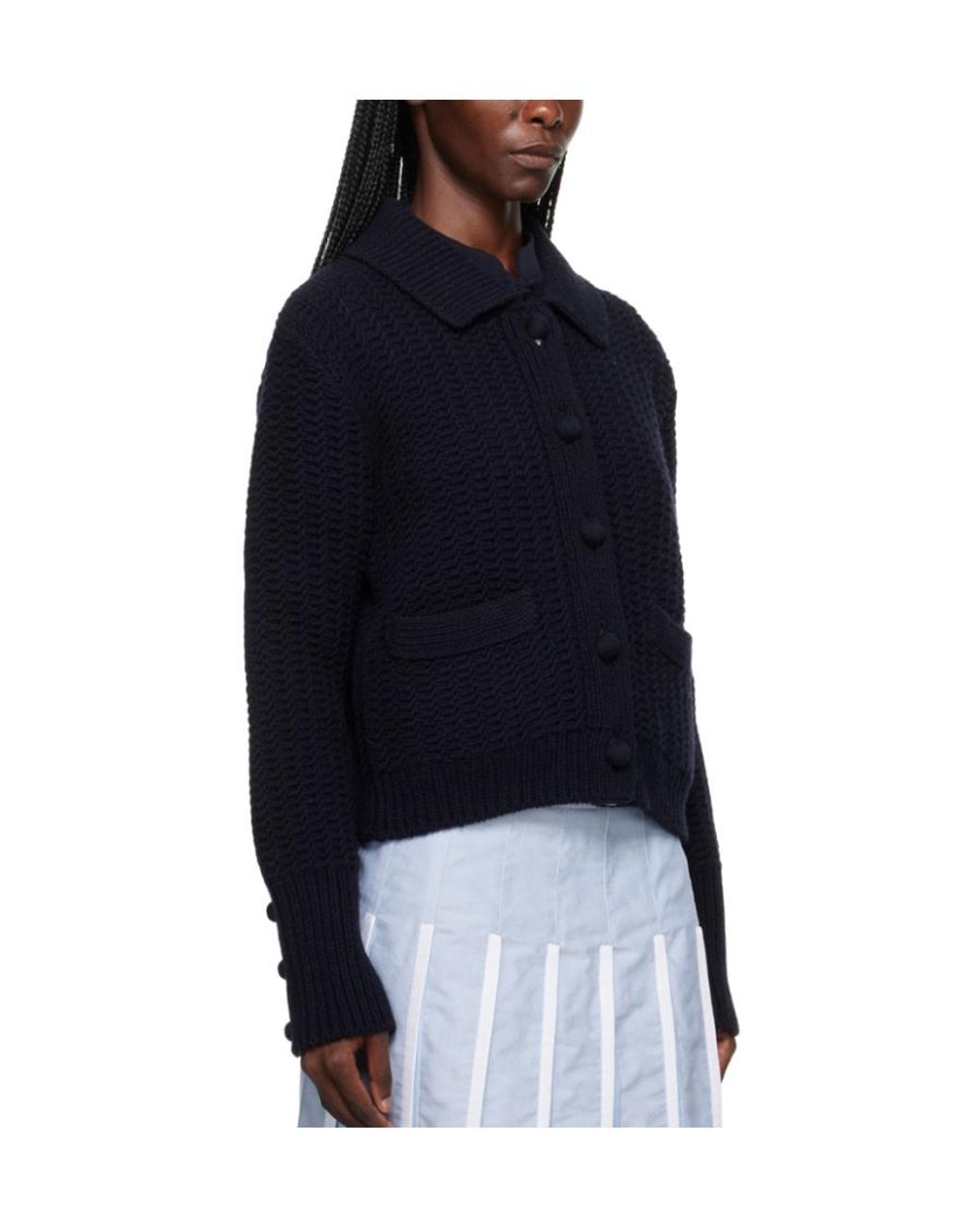 Thom Browne Black Chunky-Knit Merino-Wool Cardigan