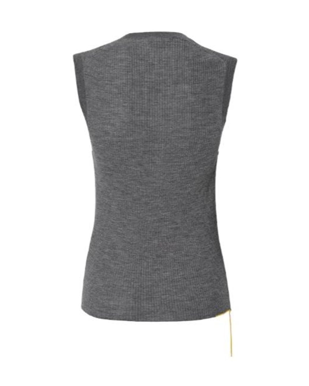 Fendi Gray Melange Wool Ribbed Top