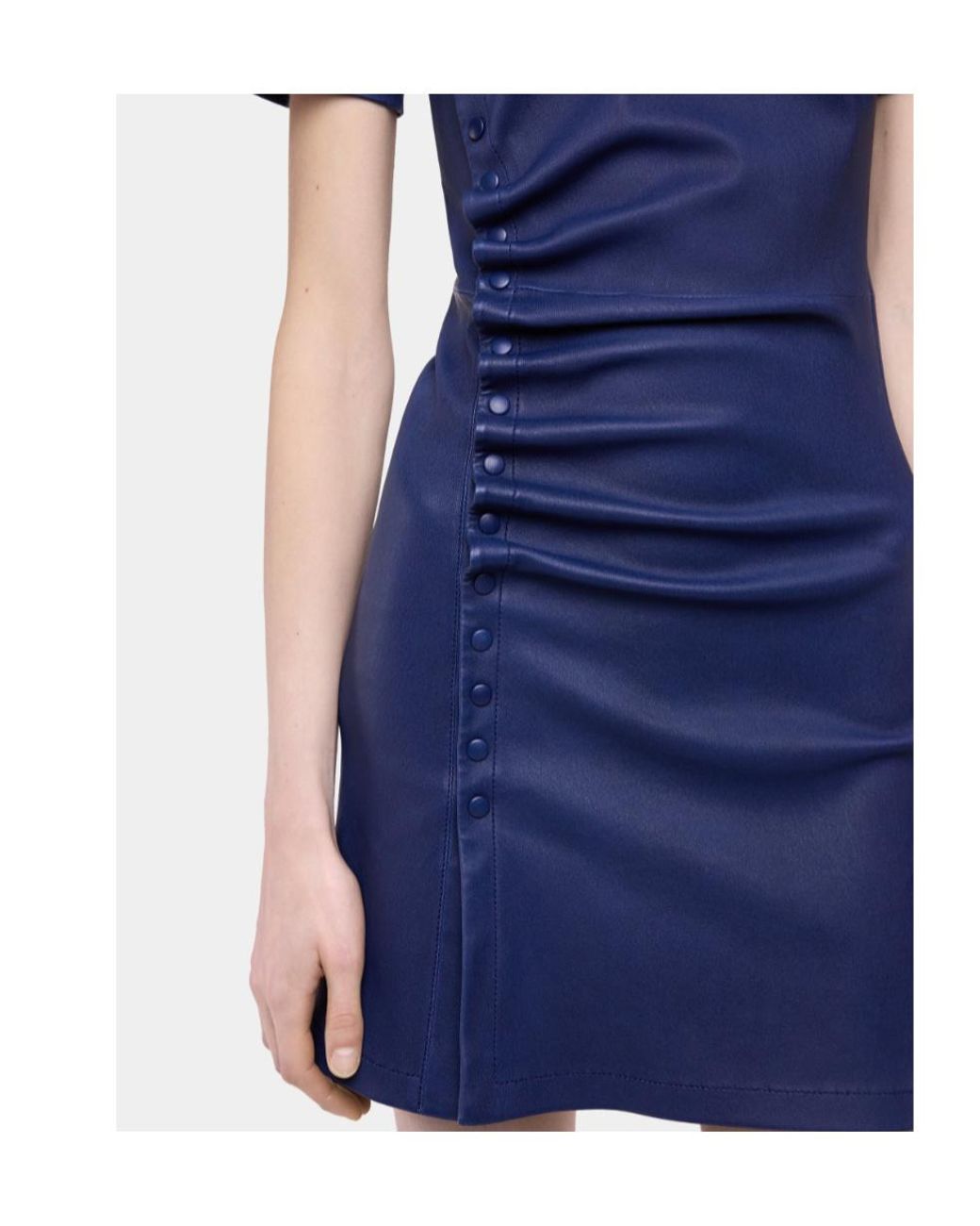 Rabanne Blue Ruched Snap-Button Mini Dress