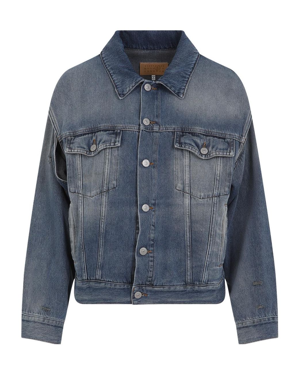 MM6 by Maison Margiela Blue Distressed Denim Jacket