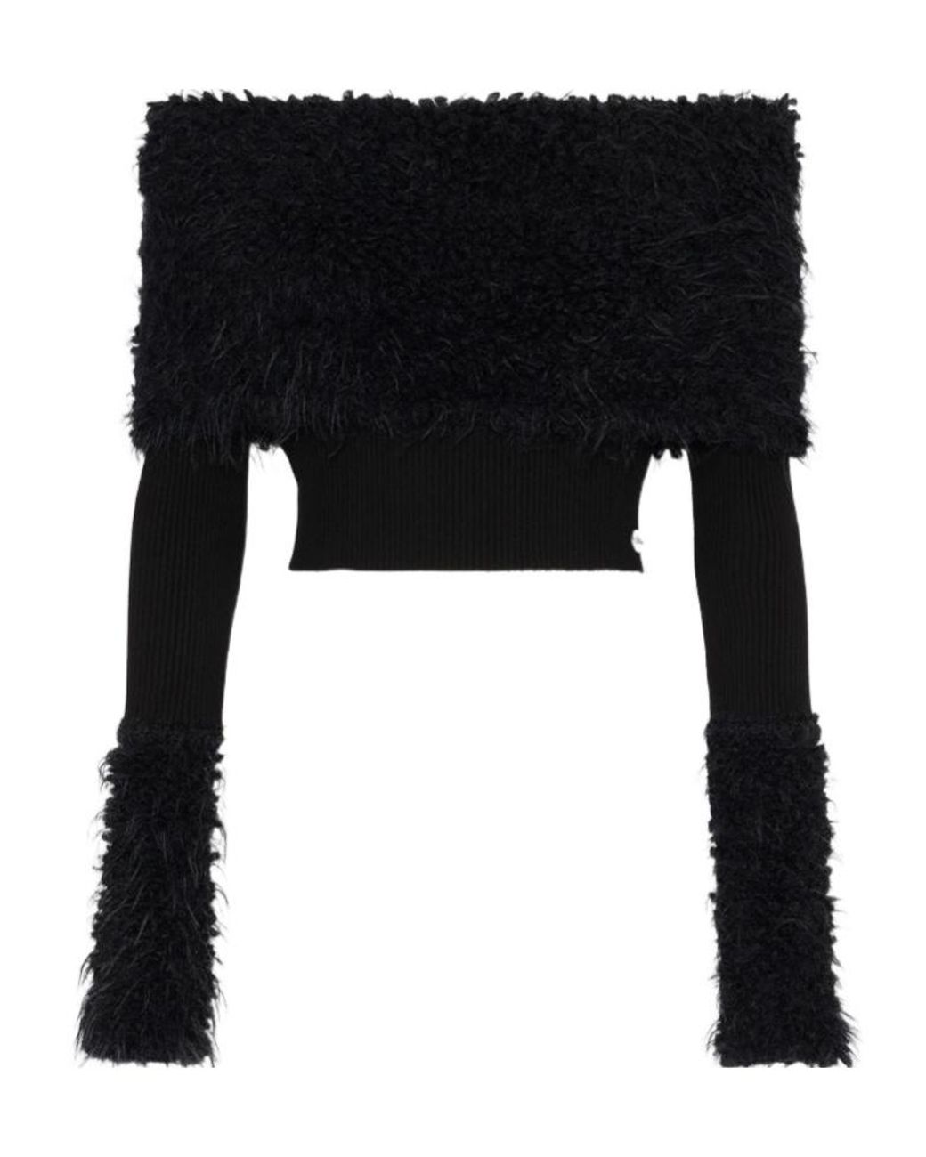 Jean Paul Gaultier Black Ribbed Knit And Fuzzy Sweater