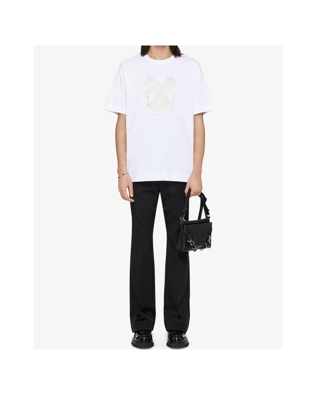 Givenchy White Logo Embroidered Crewneck T-Shirt for men