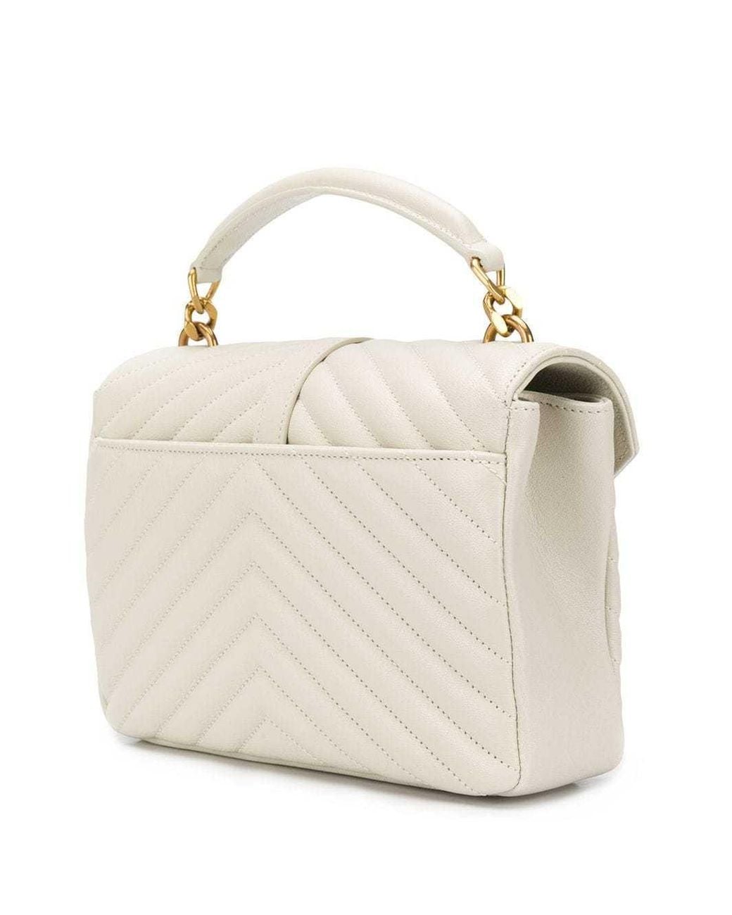 Saint Laurent Natural College Quilted Medium Shoulder Bag
