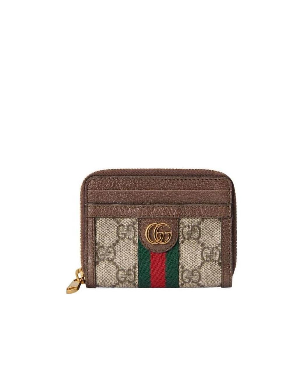 Gucci Brown Ophidia Card Case Wallet, Gg Canvas
