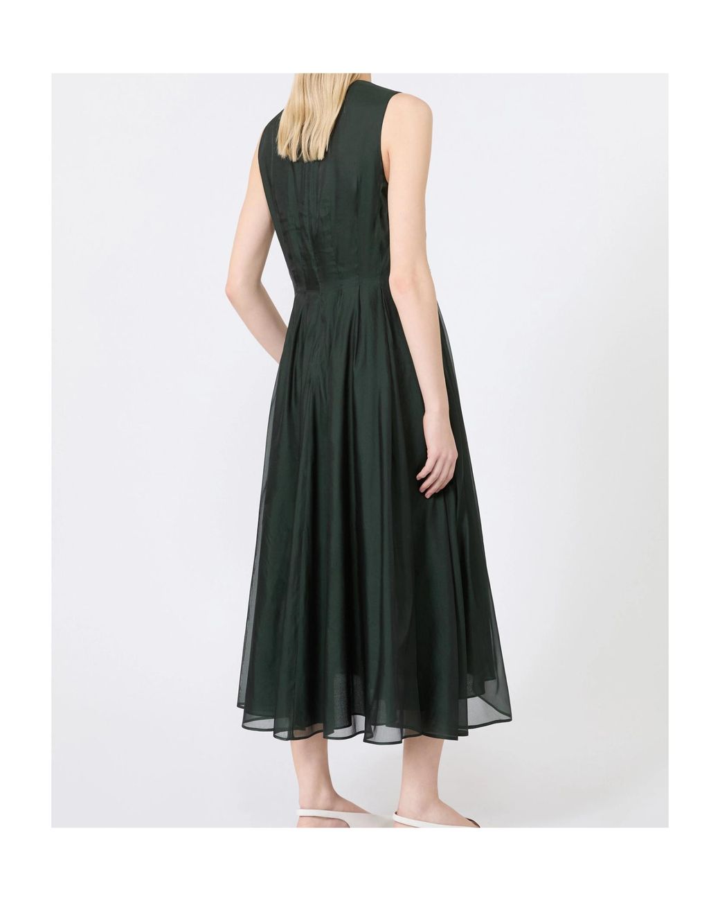 Max Mara Black Silk-Blend Organza Fit-And-Flare Maxi Dress