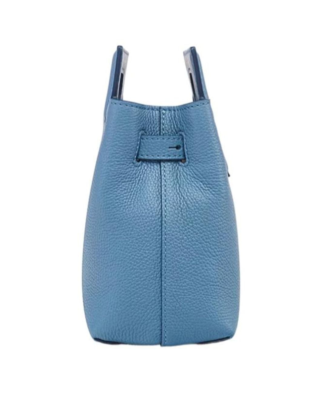 MCM Blue Soft Diamond Embossed Tote Bag