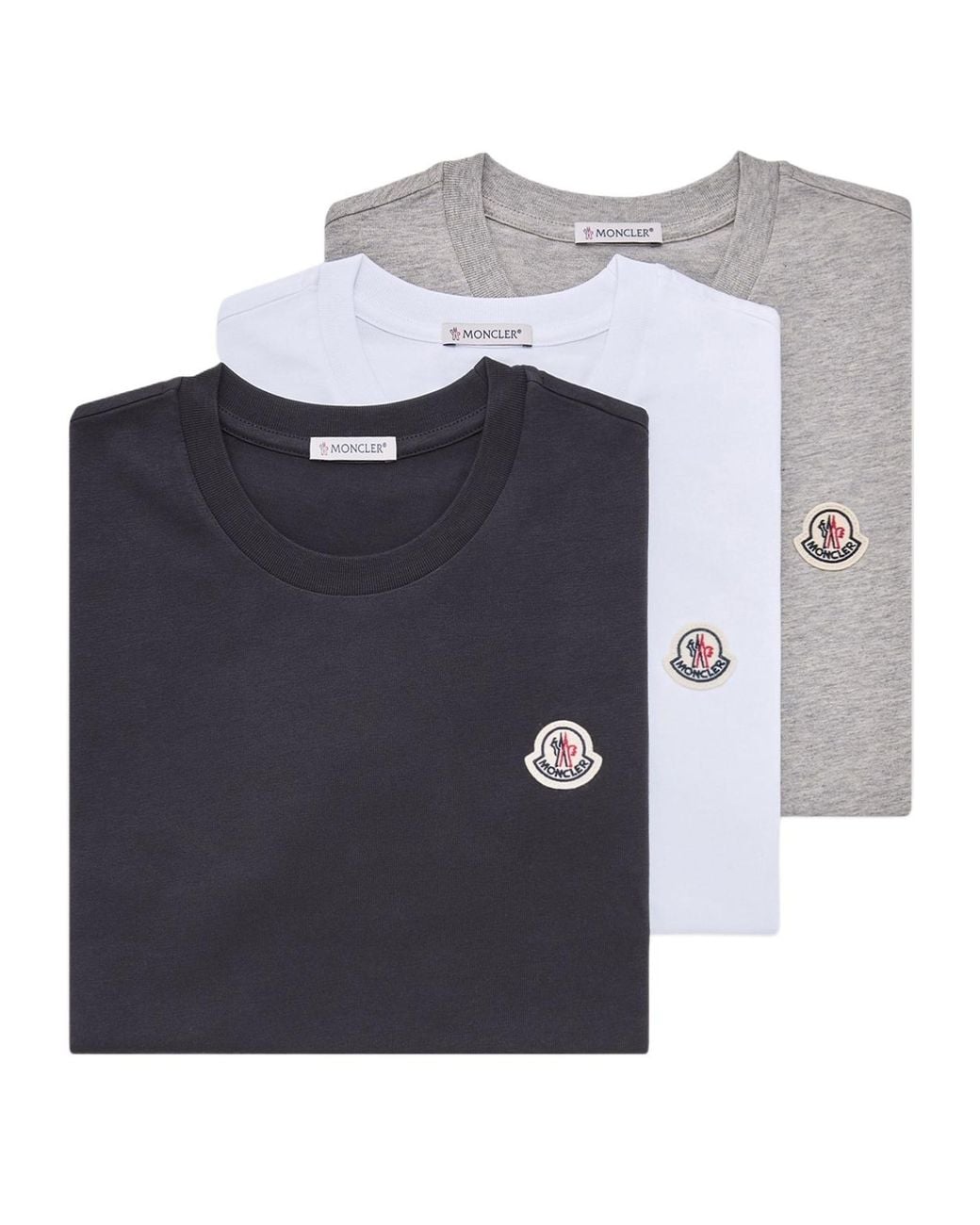 Moncler Blue Logo Patch Three-Pack Of T-Shirts