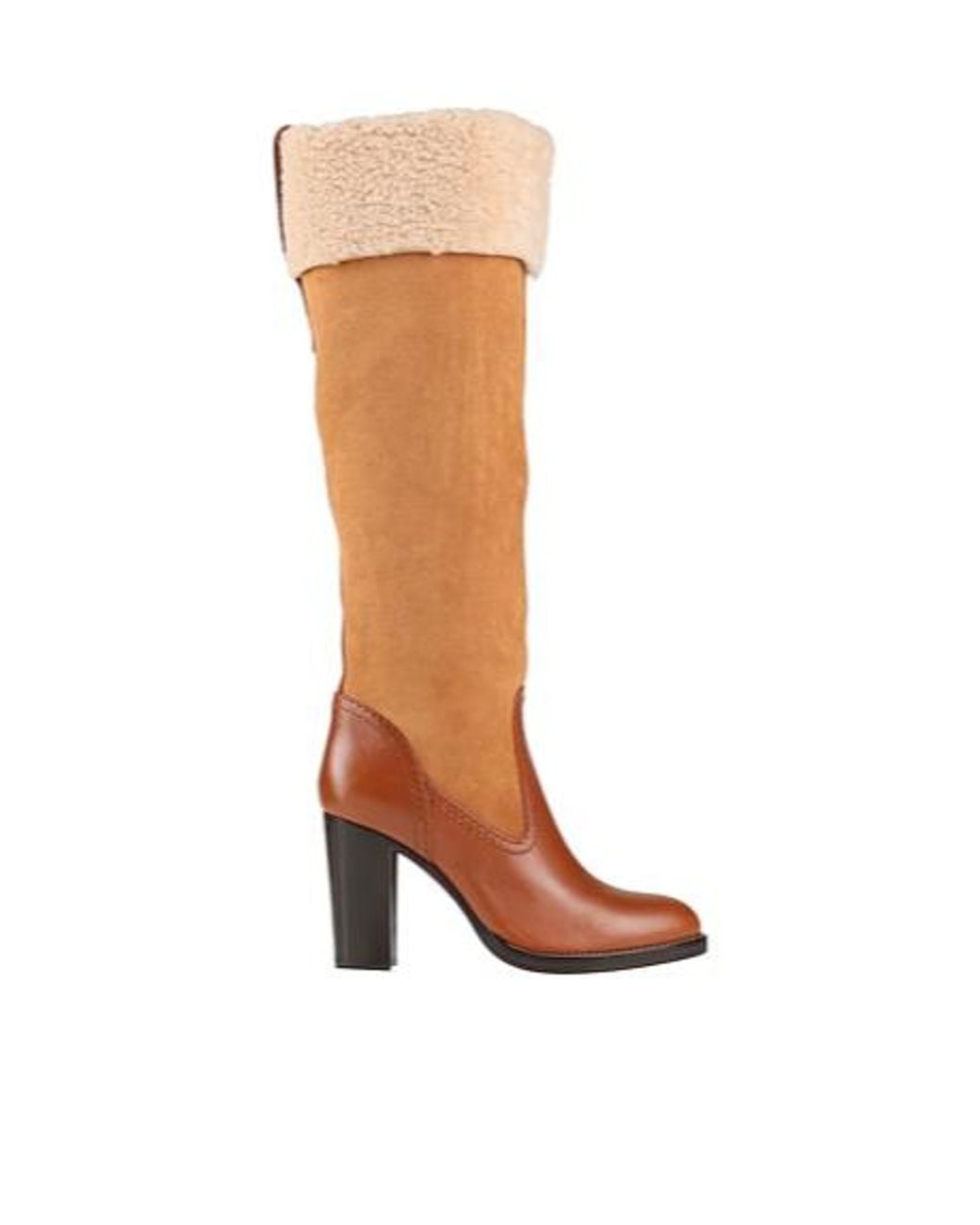 Chloé White Two-Tone Round-Toe Boots