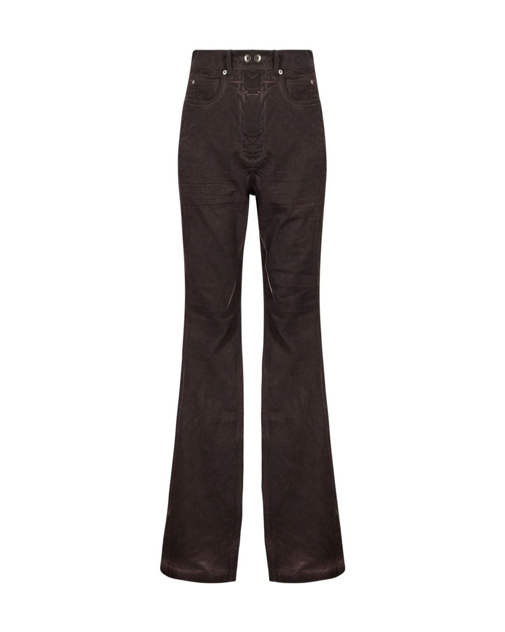 Rick Owens Brown High Waist Flared-Leg Jeans