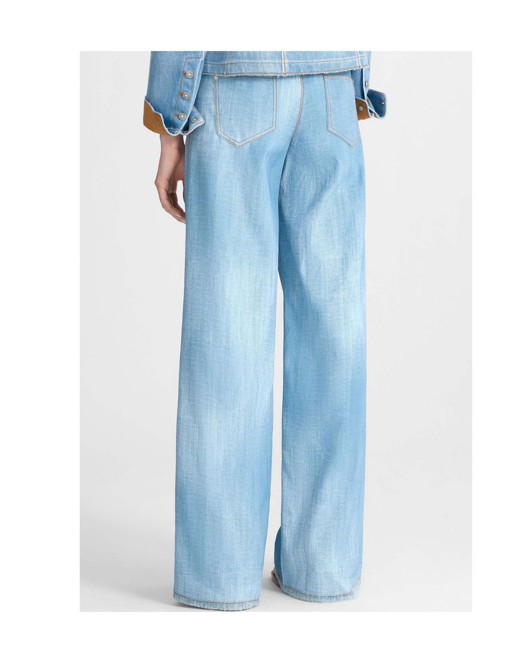 Ermanno Scervino Blue Printed Jeans-Effect Marocain Palazzo Trousers