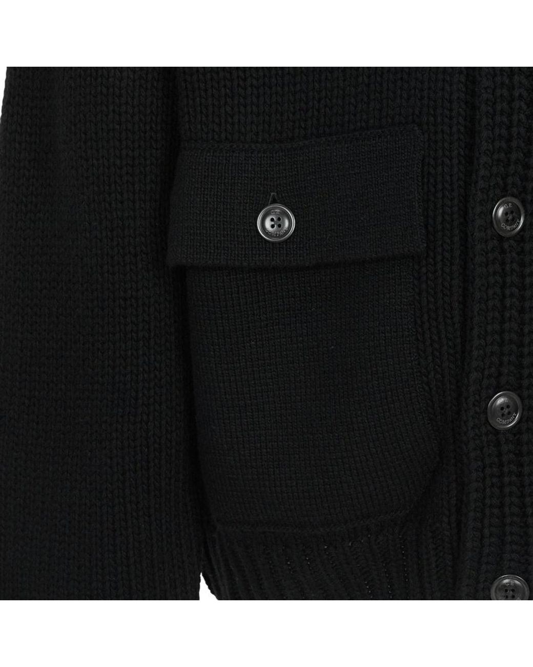 C P Company Black Long-Sleeve Cardigan for men