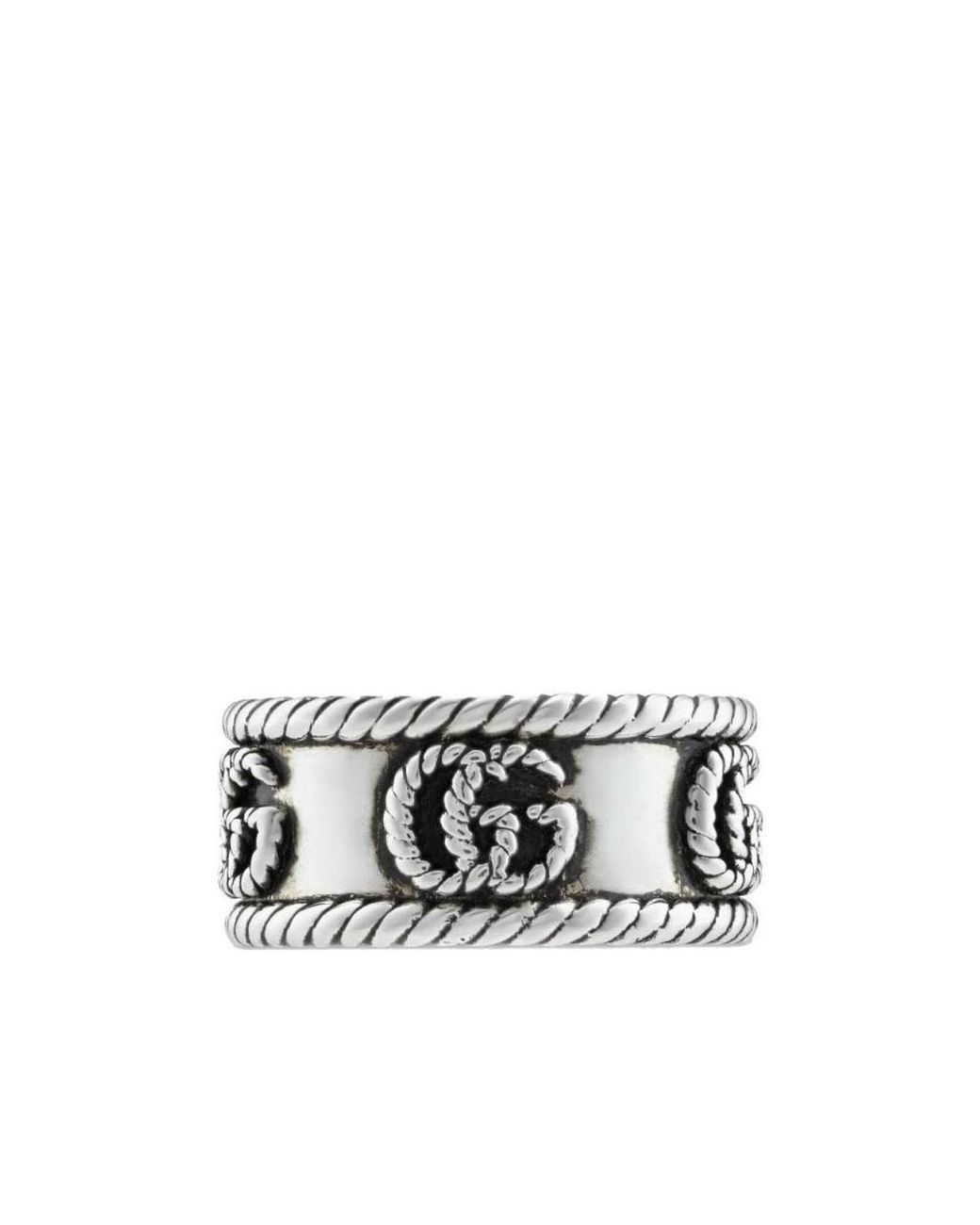 Gucci White Gg Marmont Wide Ring