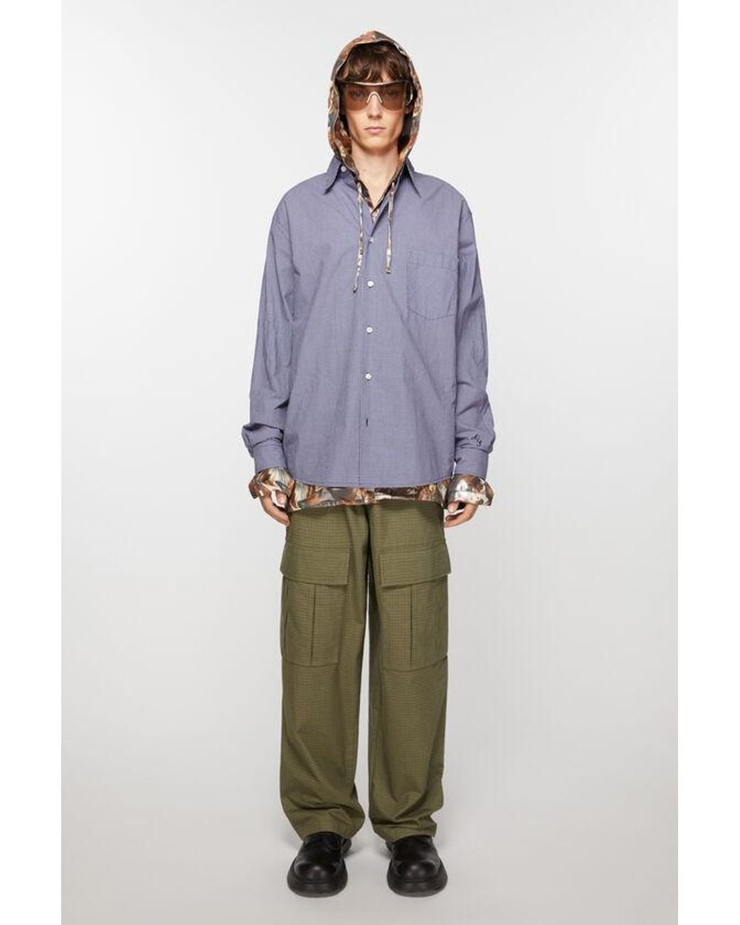 Acne Green Logo Embroidered Straight Leg Trousers for men