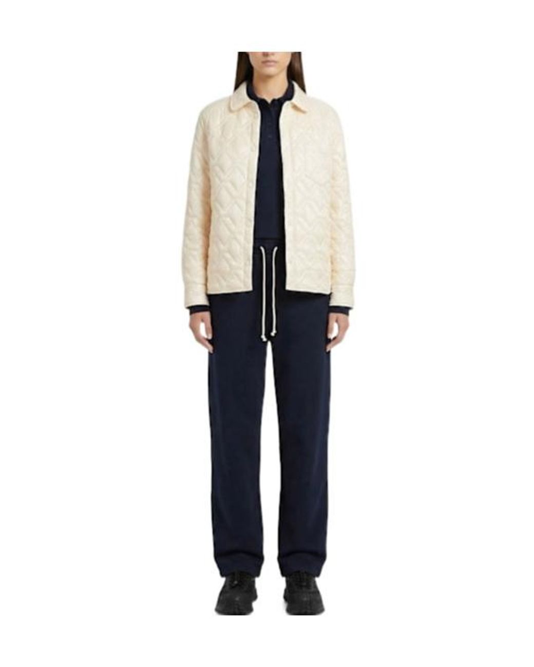 Moncler White Diamond Quilted Padded Shirt Jacket