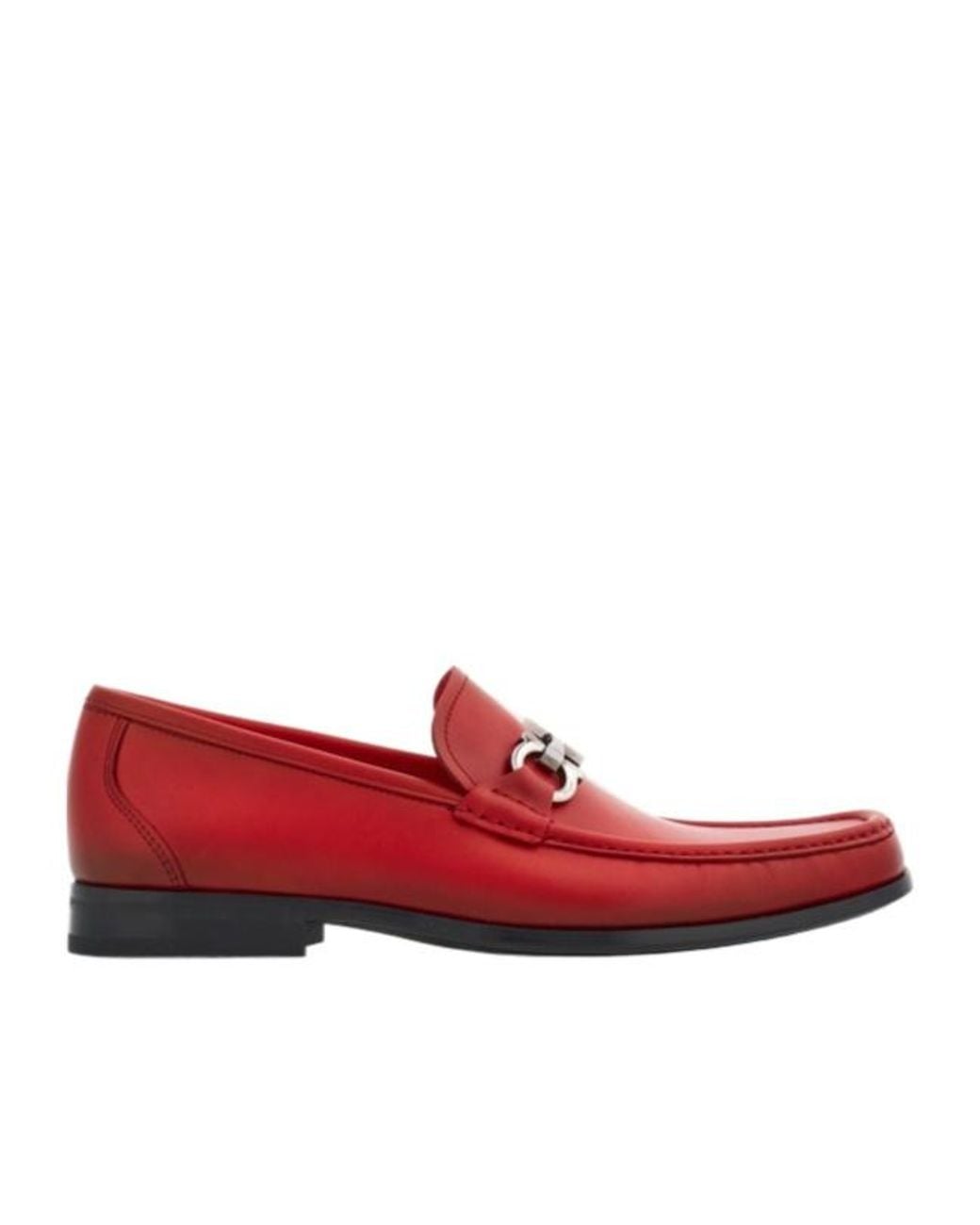 Ferragamo Red Gancini Buttoned Loafers for men