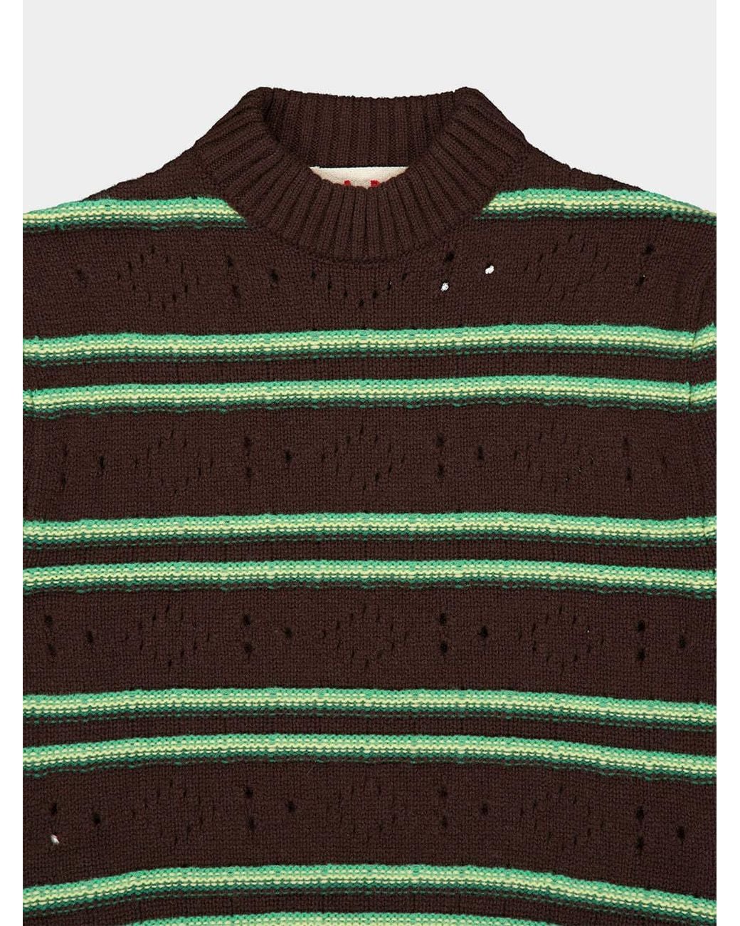 Marni Green Openwork Knit Sweater