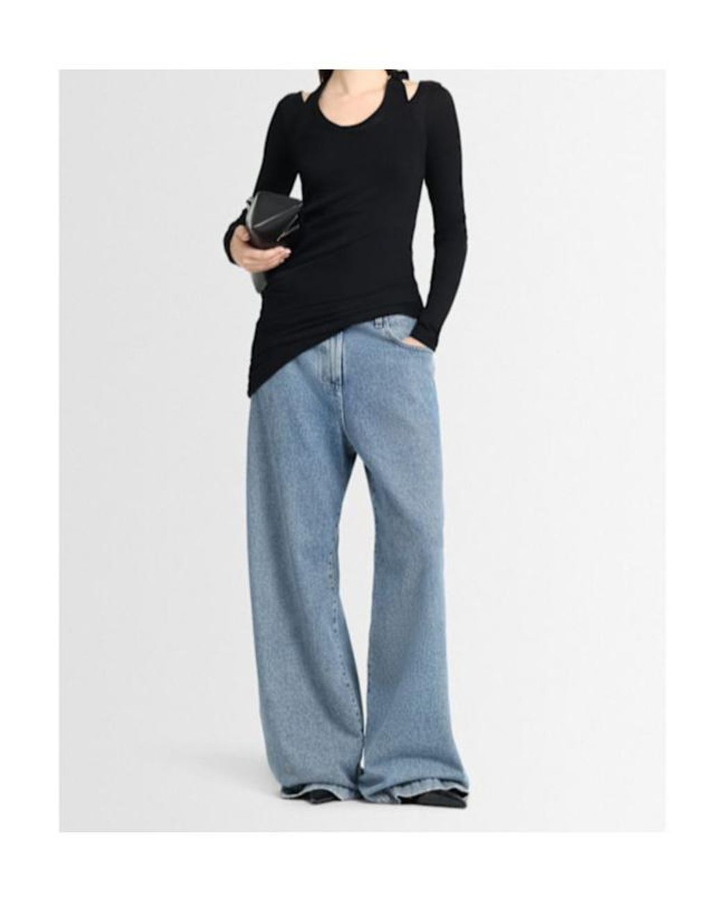 Jean Paul Gaultier Black Ribbed Cotton Twisted Double-Layer Top