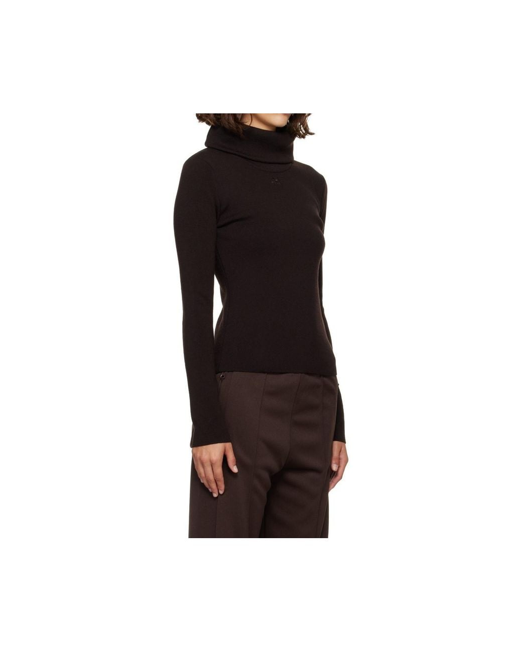 Courreges Black Logo-Embroidered Roll-Neck Sweater