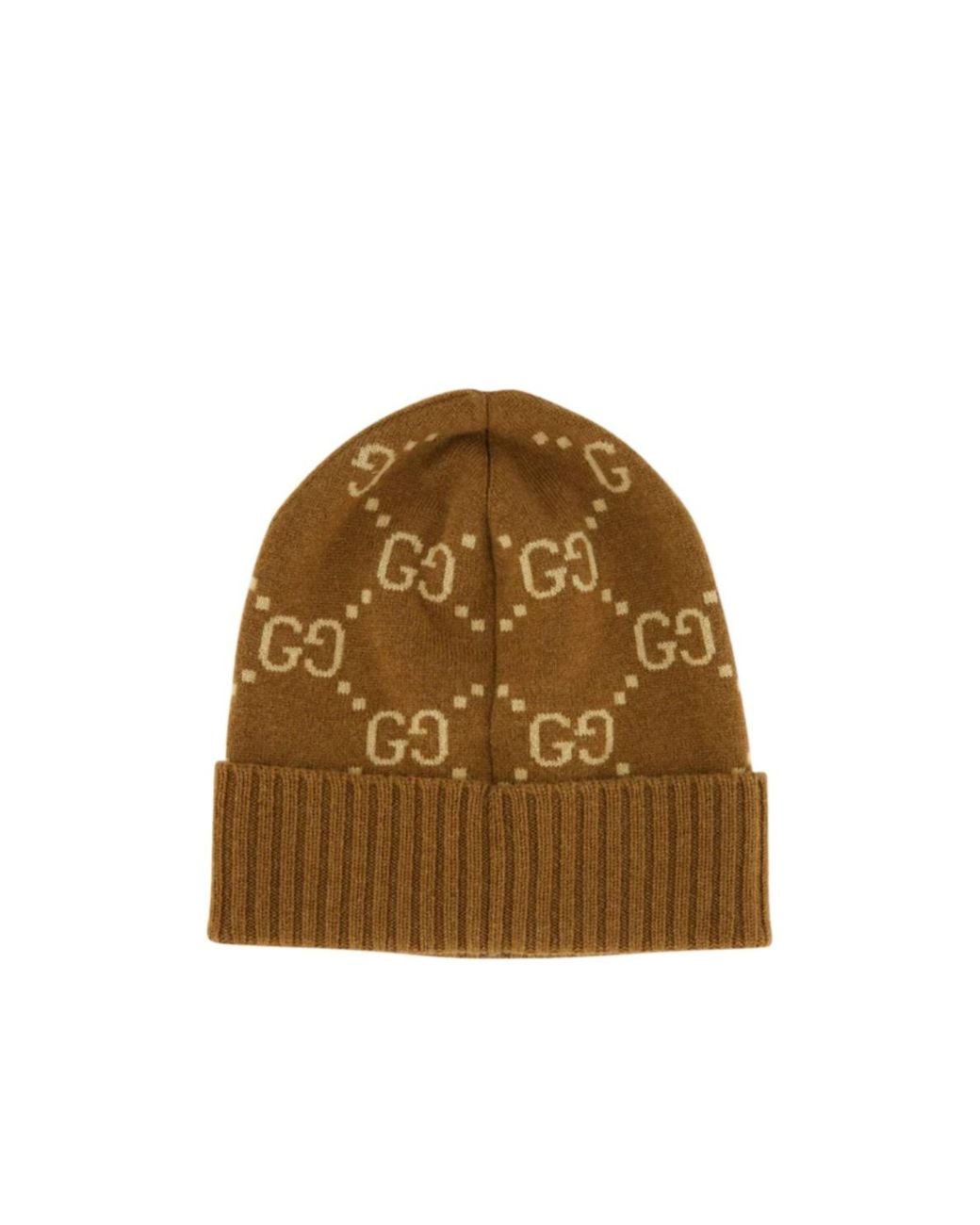 Gucci Brown Gg Jacquard Knit Beanie for men