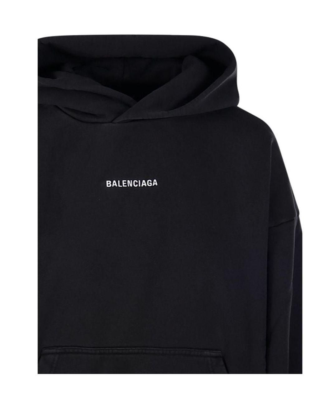 Balenciaga Black Logo Embroidered Medium-Fit Hoodie