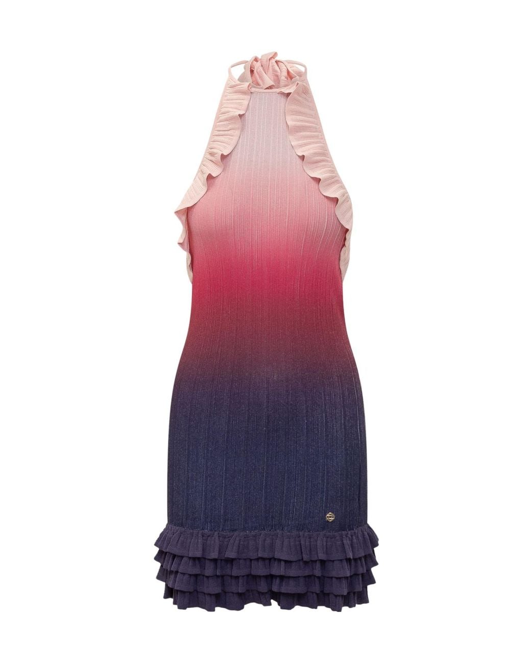 Casablanca Purple Ruffled Gradient Mini Dress
