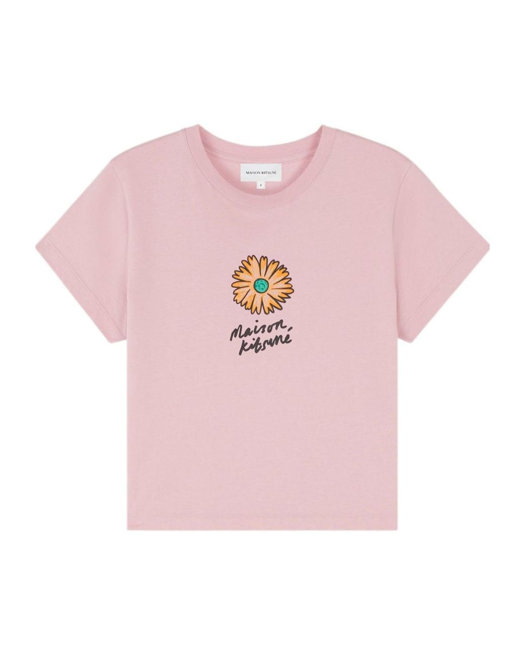 Maison Kitsuné Pink Maison Kitsuné Floating Flower Printed Crewneck T-Shirt