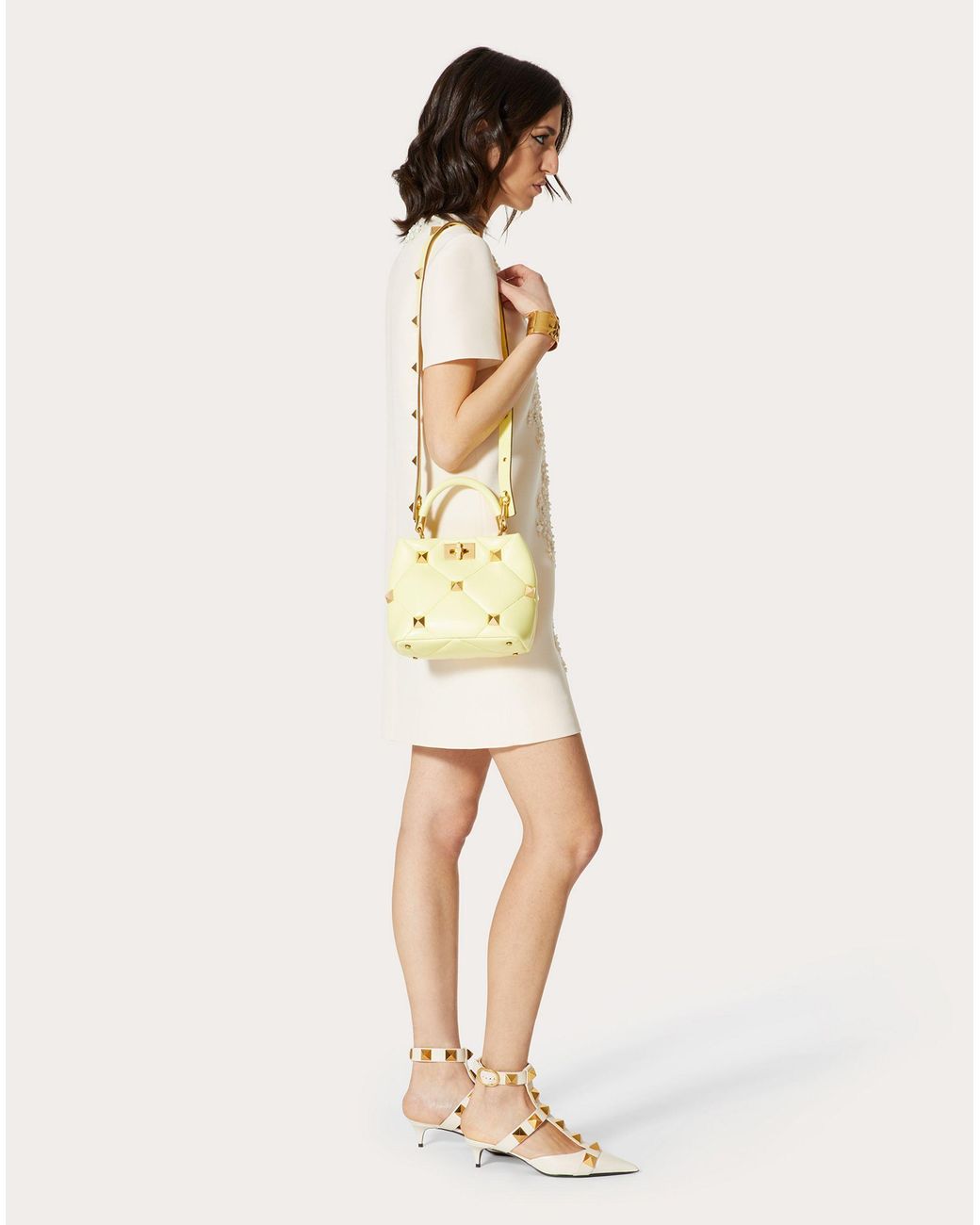 Valentino White Sequin-Embellished Floral-Appliqué Dress