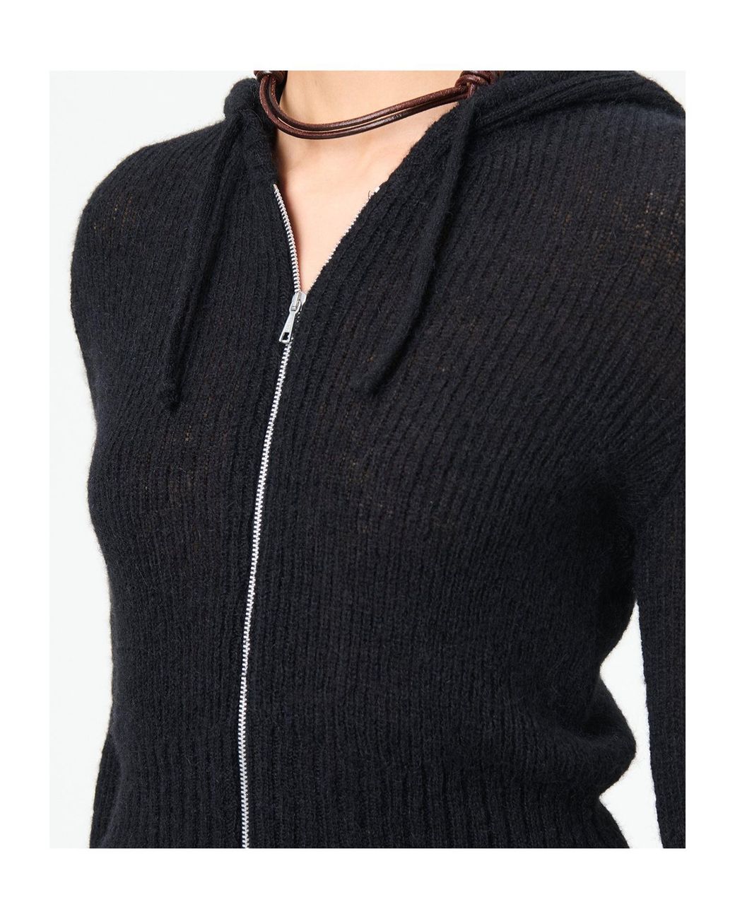 Our Legacy Black Compact Hood Knitted Zip-Up Cardigan