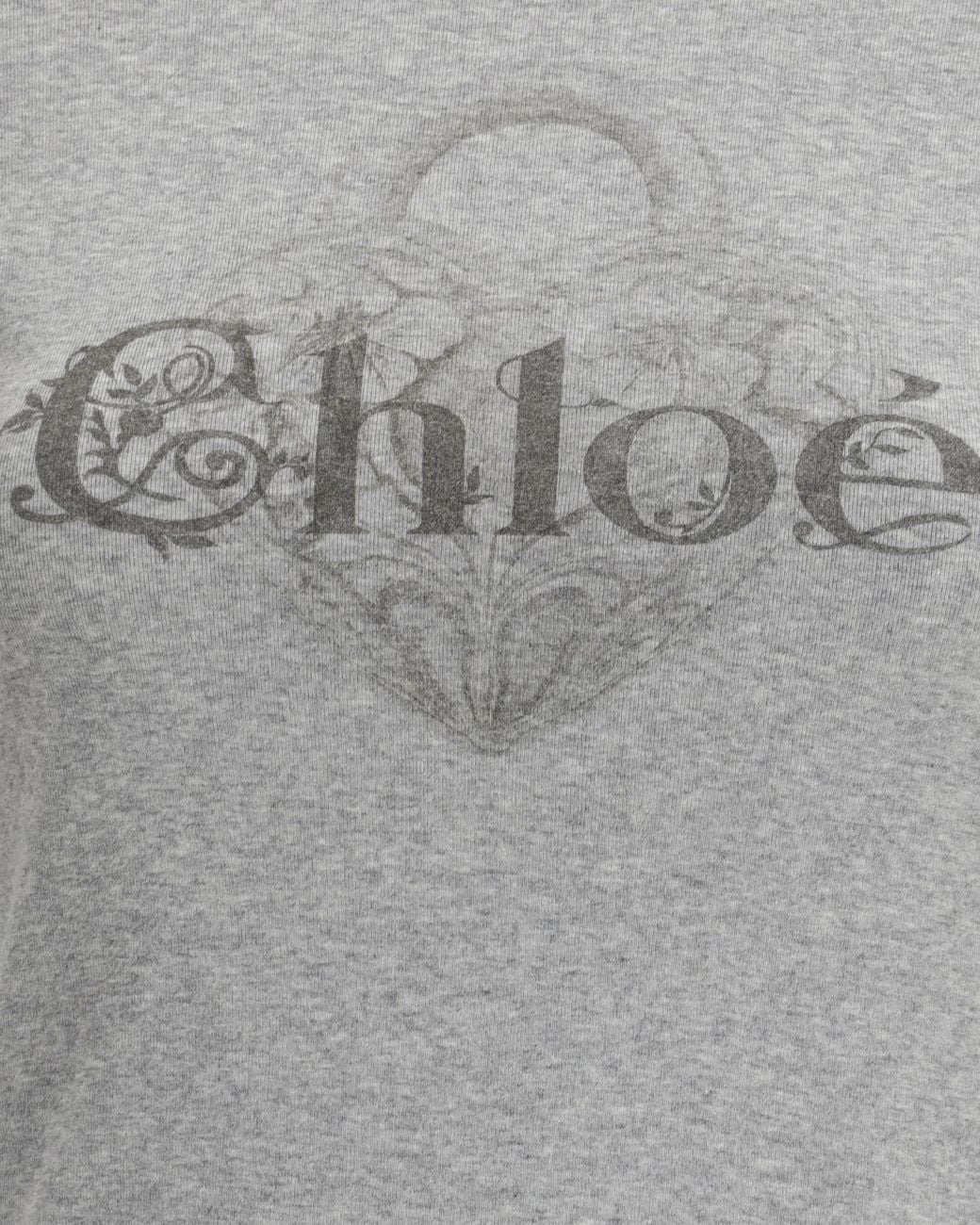 Chloé Gray Chloé Logo Printed Crewneck T-Shirt