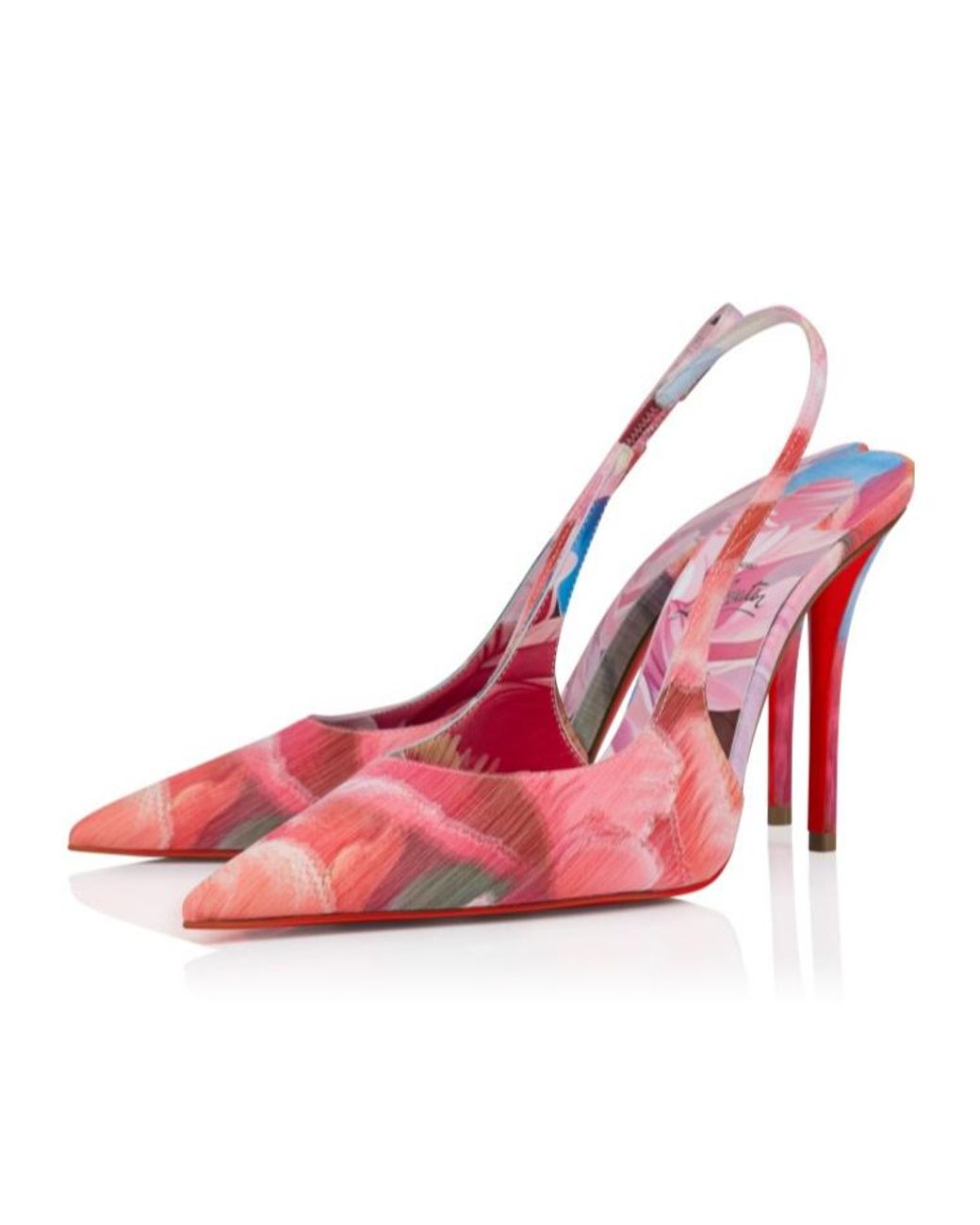 Christian Louboutin Pink 100Mm Miss Z Floral Slingback Pumps