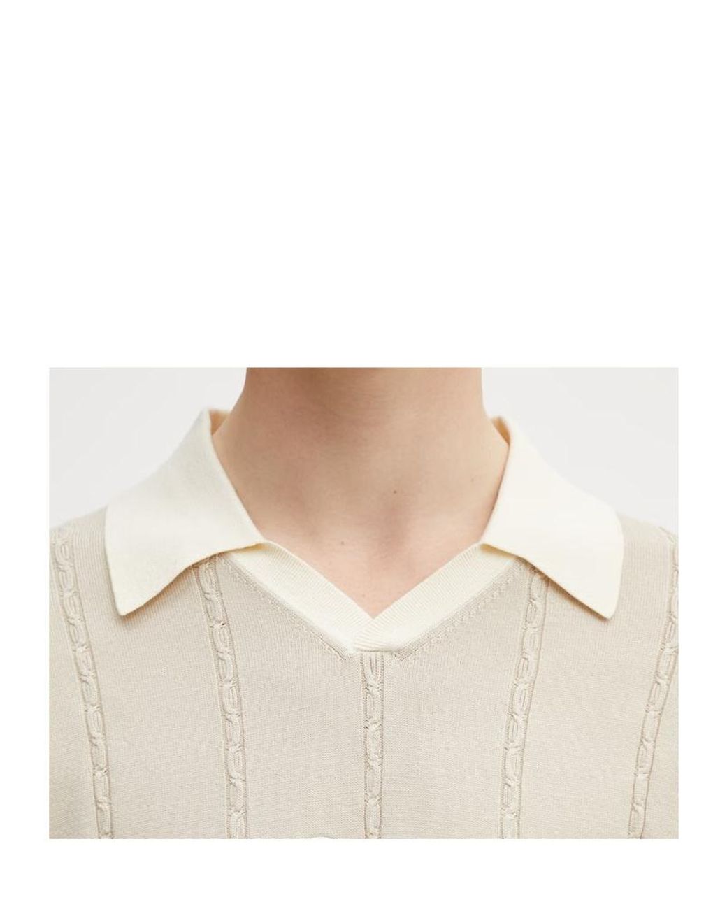 Filling Pieces White V-Neck Pullover for men