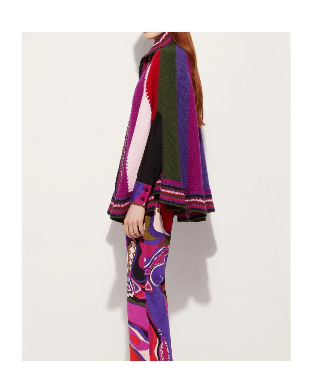 Emilio Pucci Red Pucci Color Block Large Cape