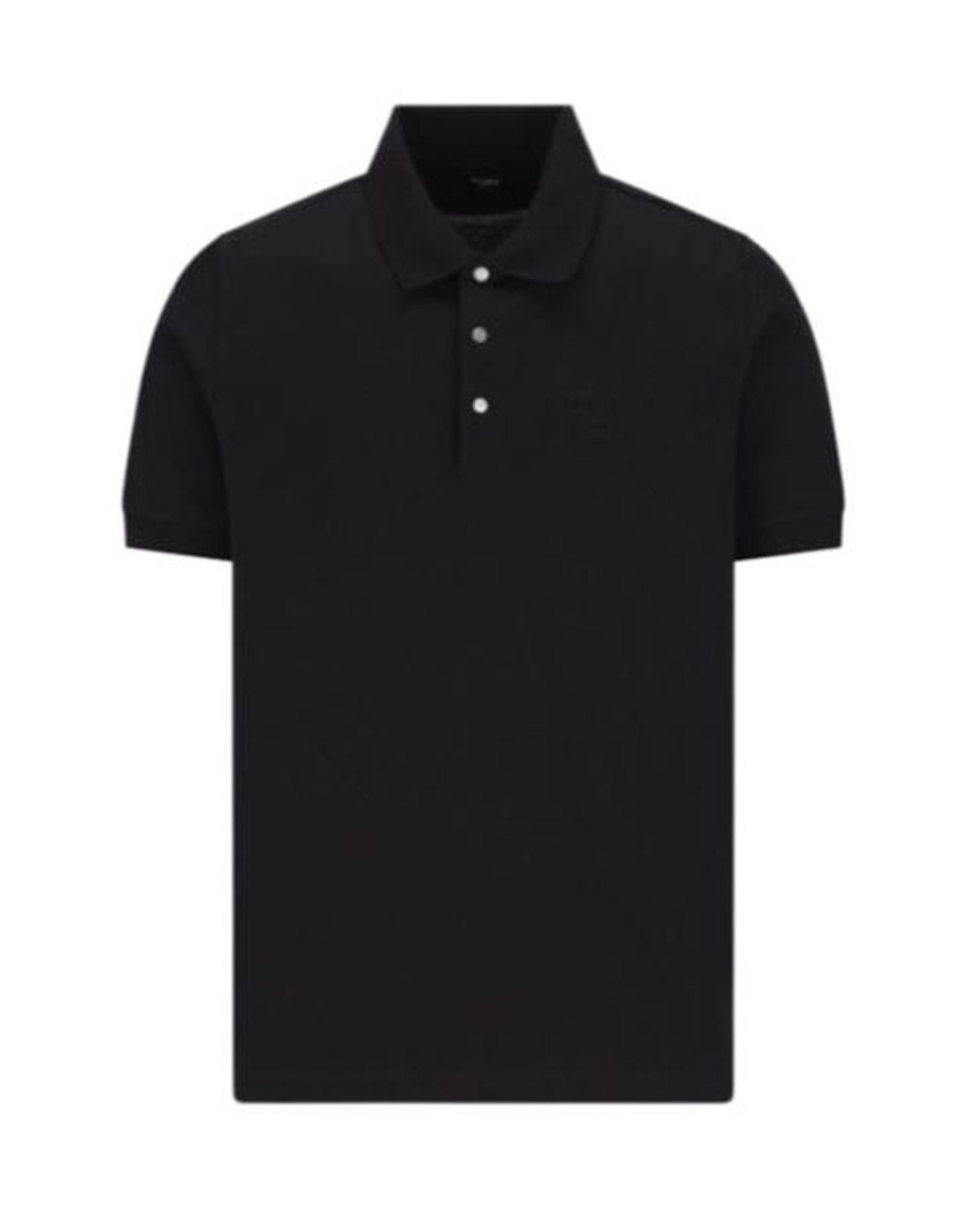Fendi Black Ff Embossed Short Sleeved Polo Shirt for men