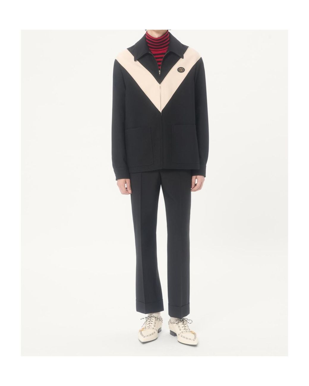 Valentino Black Cuffs Vlogo Cropped Pants for men