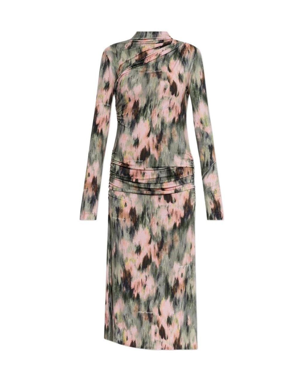 Off-White c/o Virgil Abloh Multicolor All-Over Floral Printed Long-Sleeved Dress