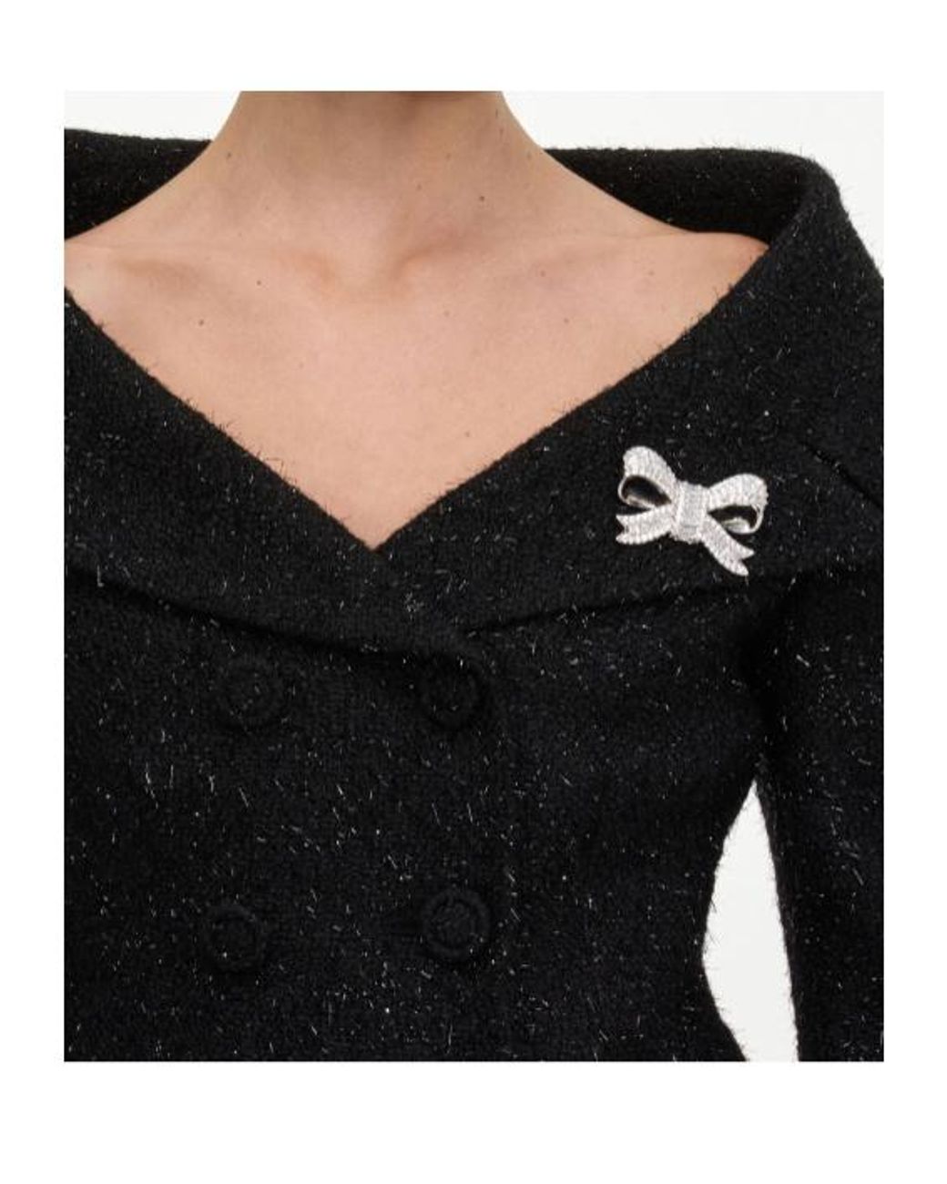Self-Portrait White Bow Embellished Brooch