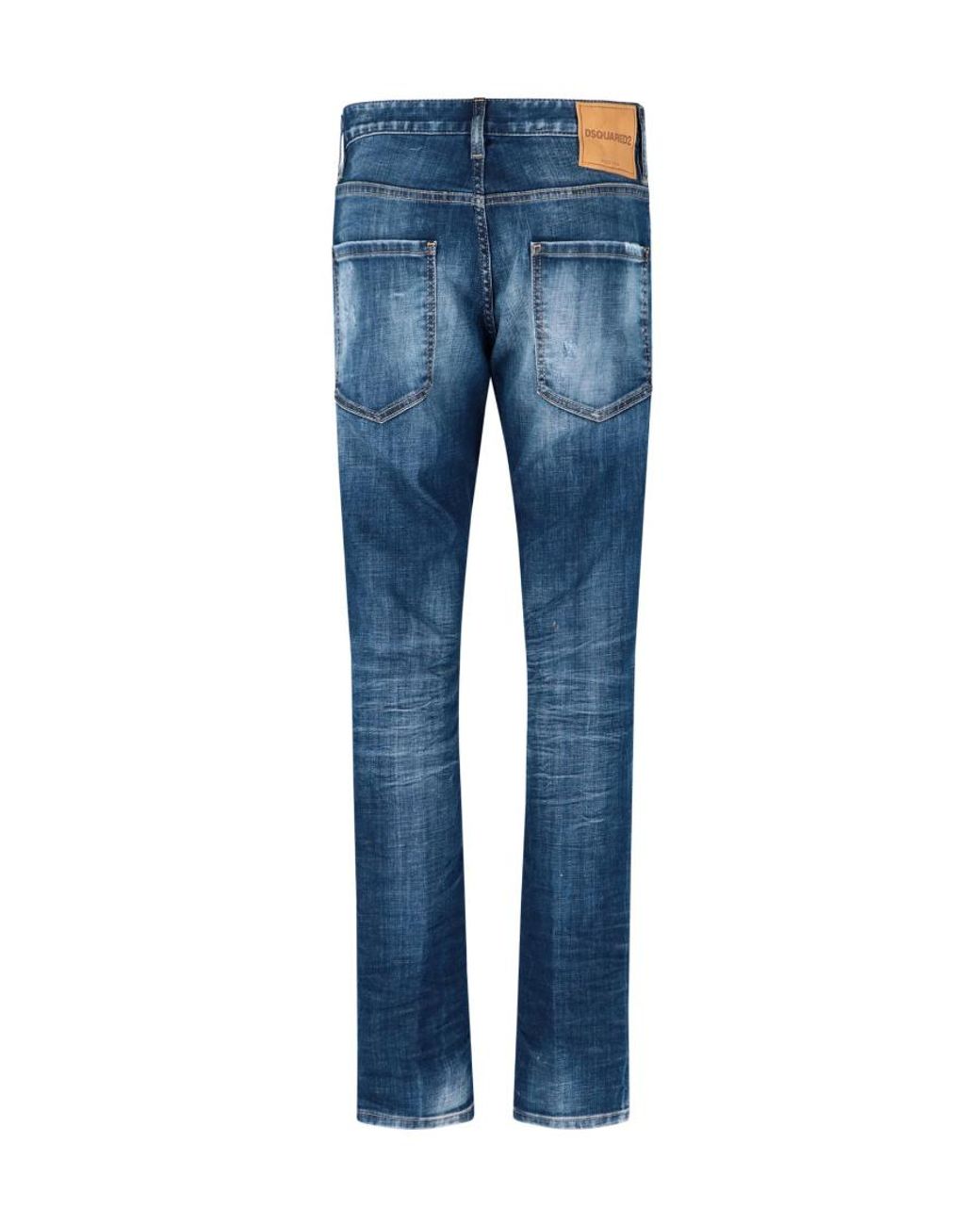 DSquared² Blue Distressed Straight-Leg Jeans for men