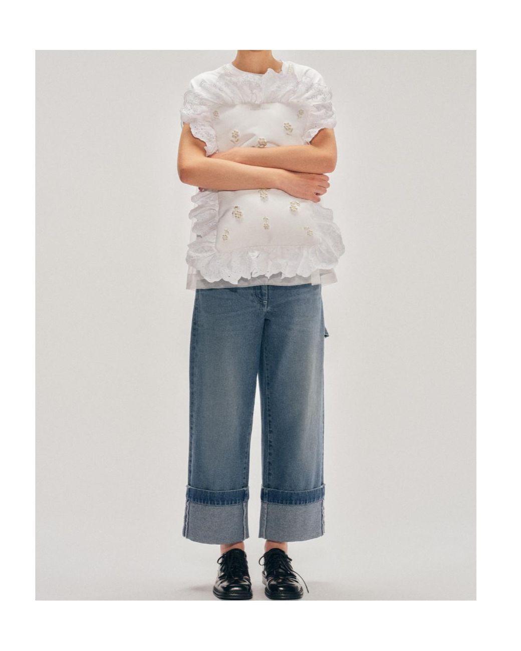 Simone Rocha Blue Embellished Straight Leg Jeans