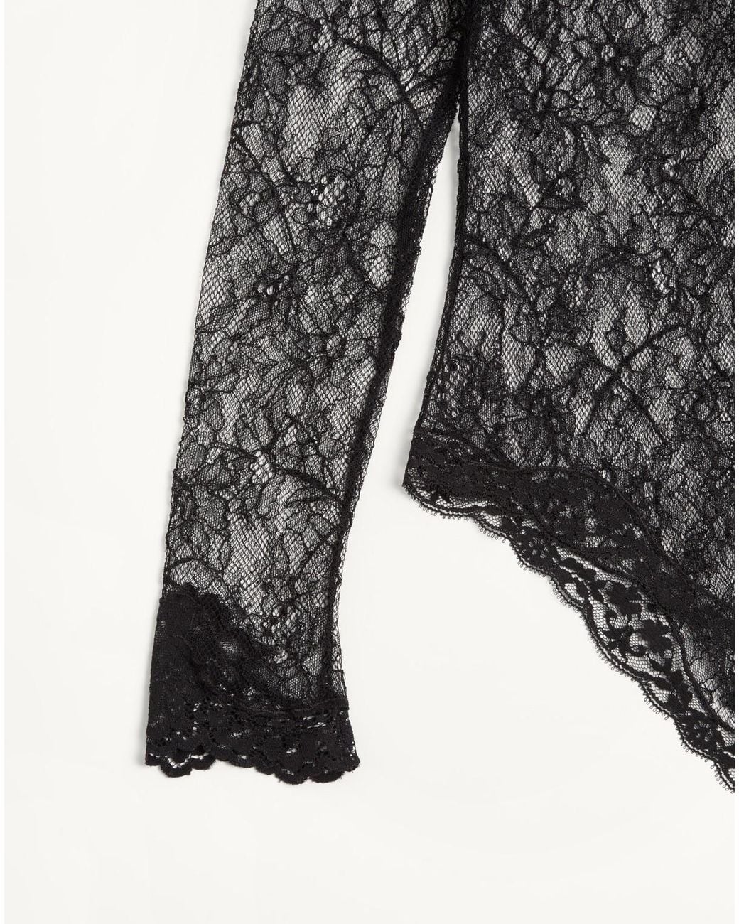 Valentino Gray Floral Lace Bodysuit