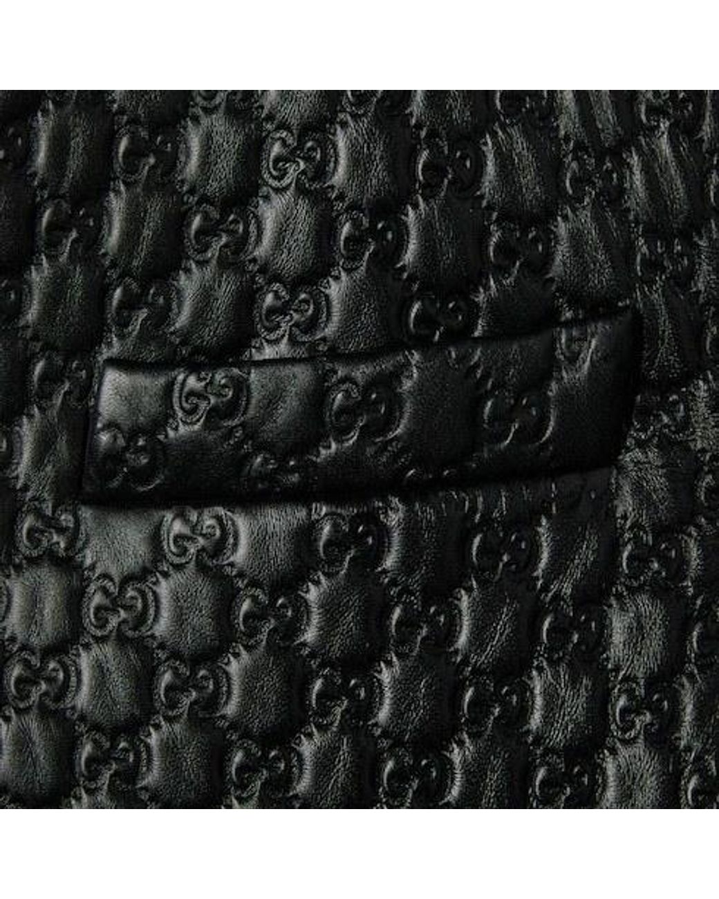 Gucci Black Gg Embossed Leather Jacket