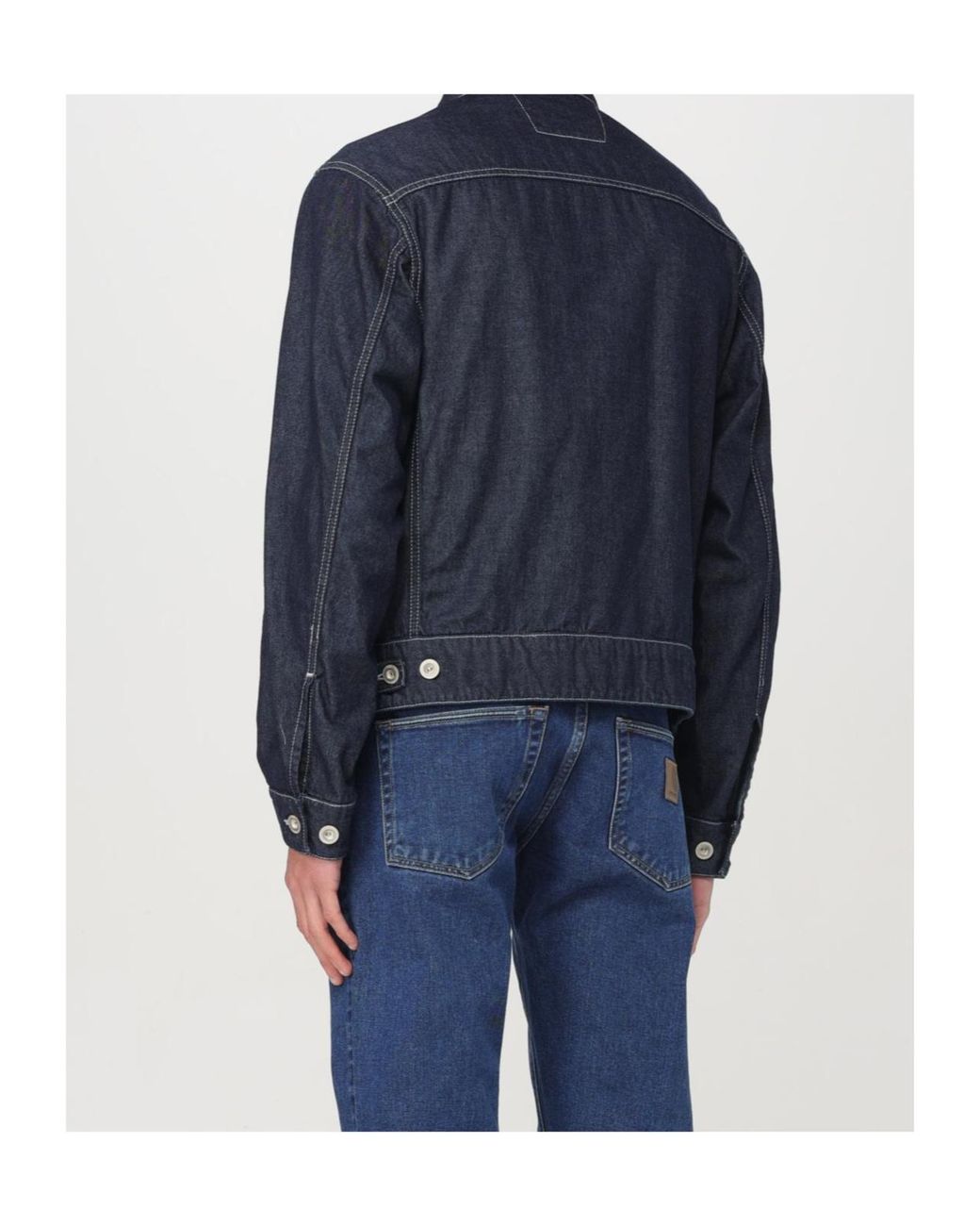 C P Company Blue Long-Sleeved Denim Coat for men
