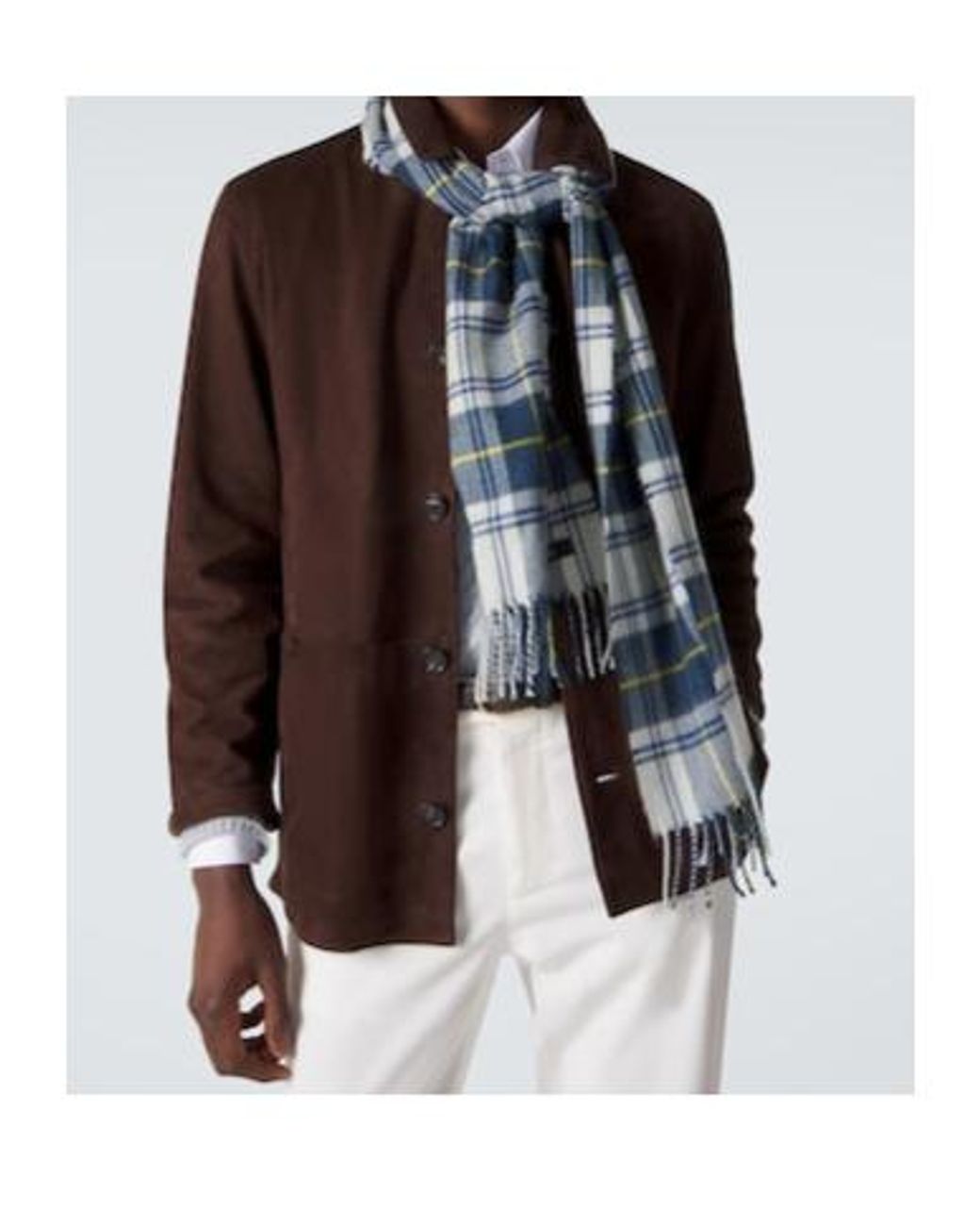 Dunhill Blue Tartan Cashmere Scarf for men