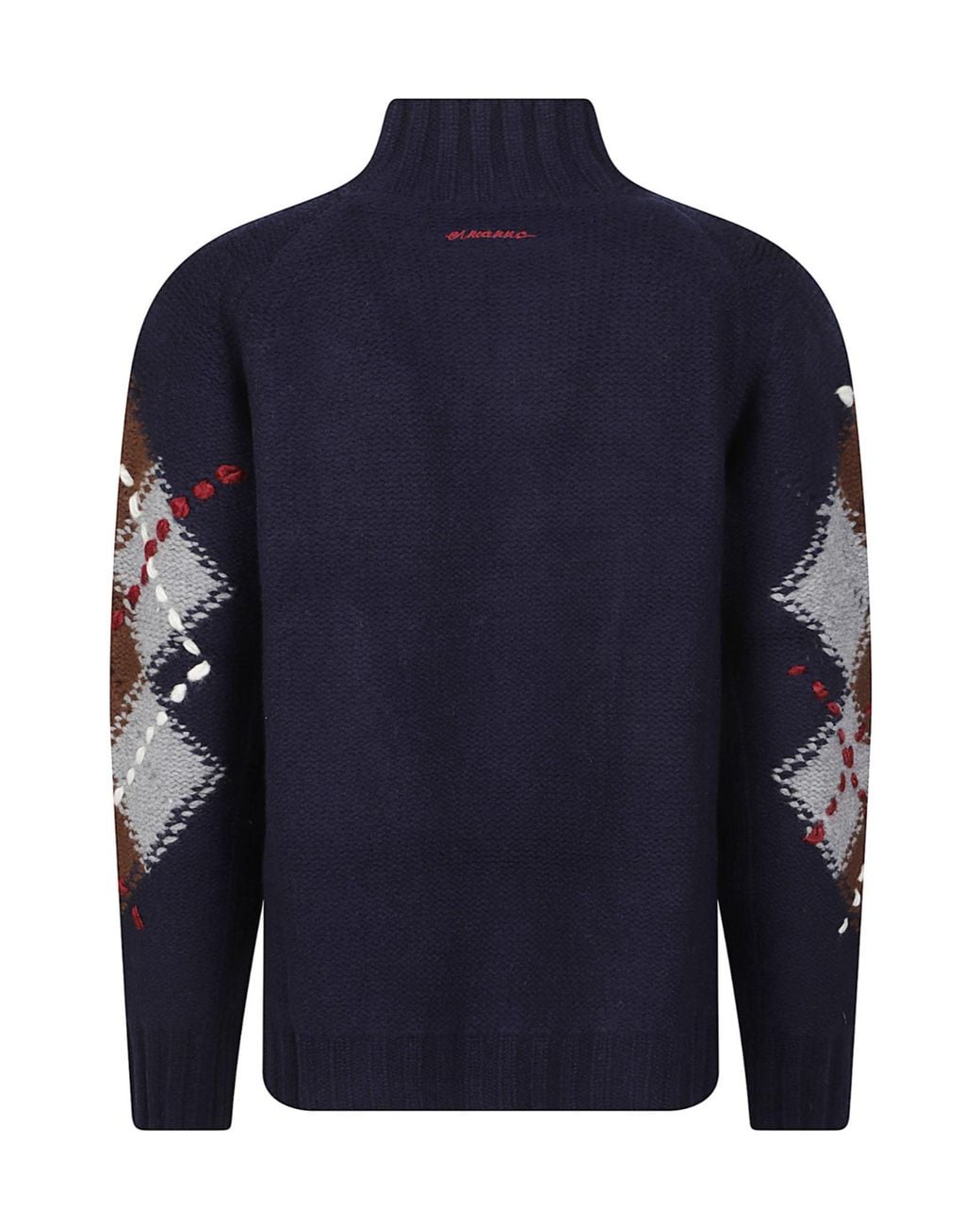 ERMANNO FIRENZE Blue Argyle Turtleneck Knitted Sweater