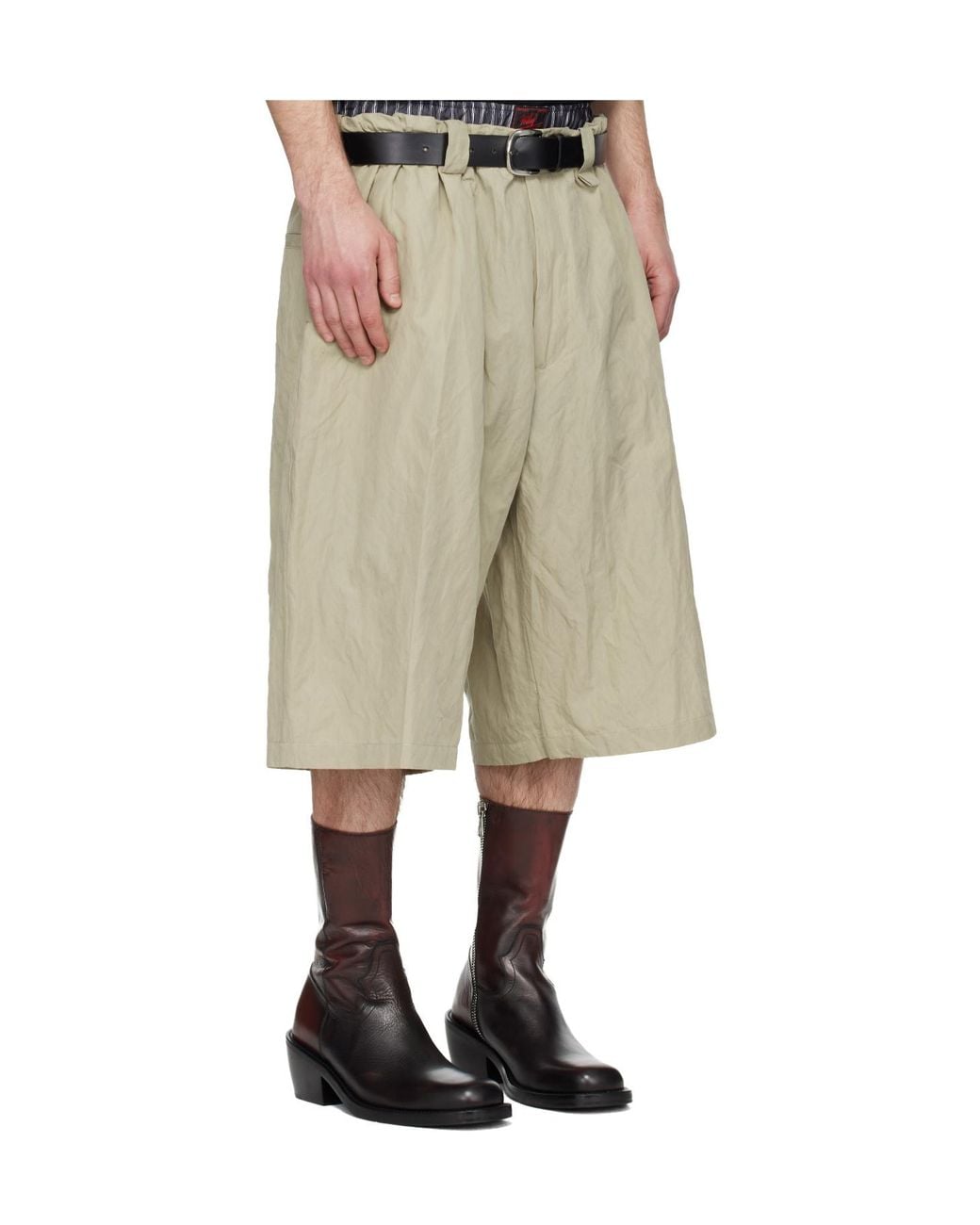 Willy Chavarria Natural Toluca Wide-Leg Knee-Length Shorts for men