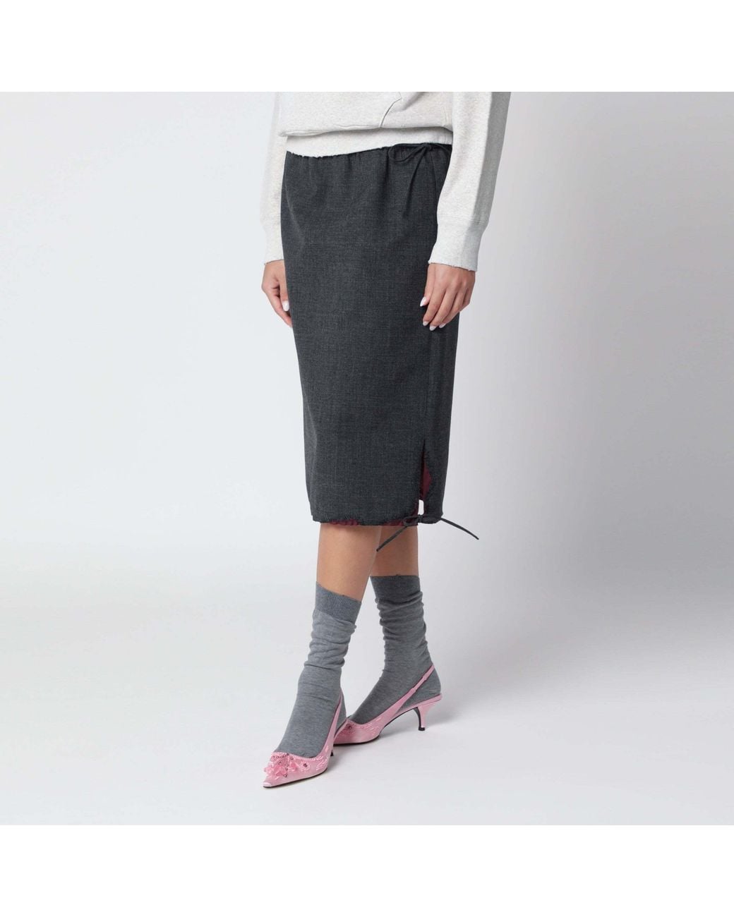 Prada Black Slate/Garnet Midi Skirt