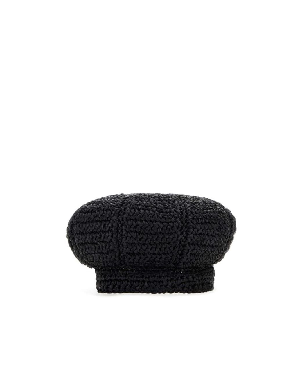 Prada Black Woven Beret