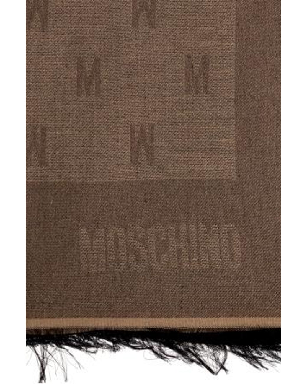 Moschino Brown Monogram Frayed-Edge Scarf for men