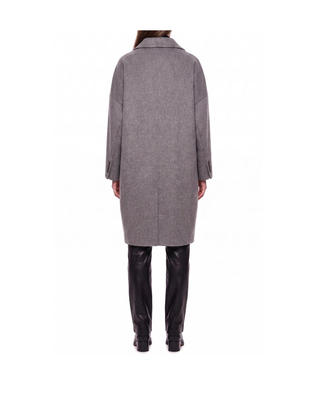 Brunello Cucinelli Gray Double-Breasted Drop-Shoulder Cashmere Coat